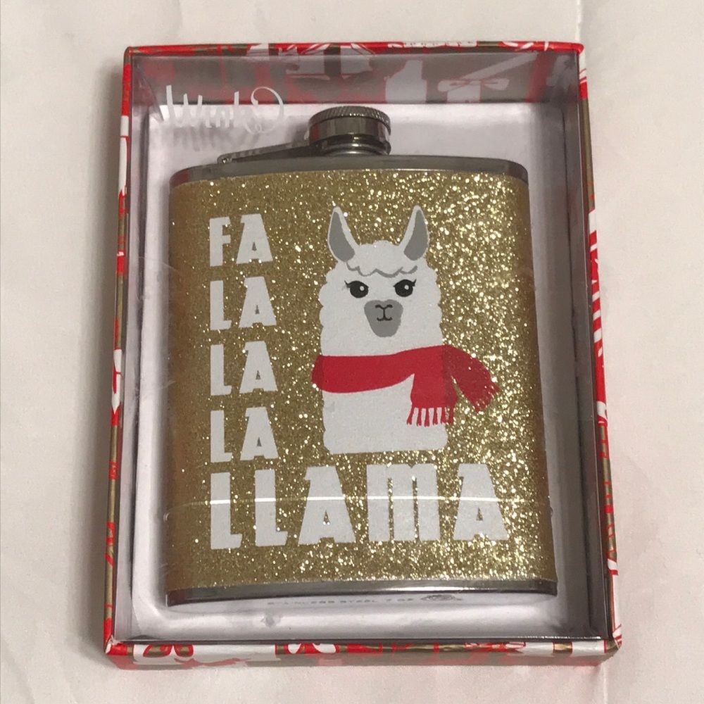 NWT 7oz Christmas Hip Flask fa la la la llama